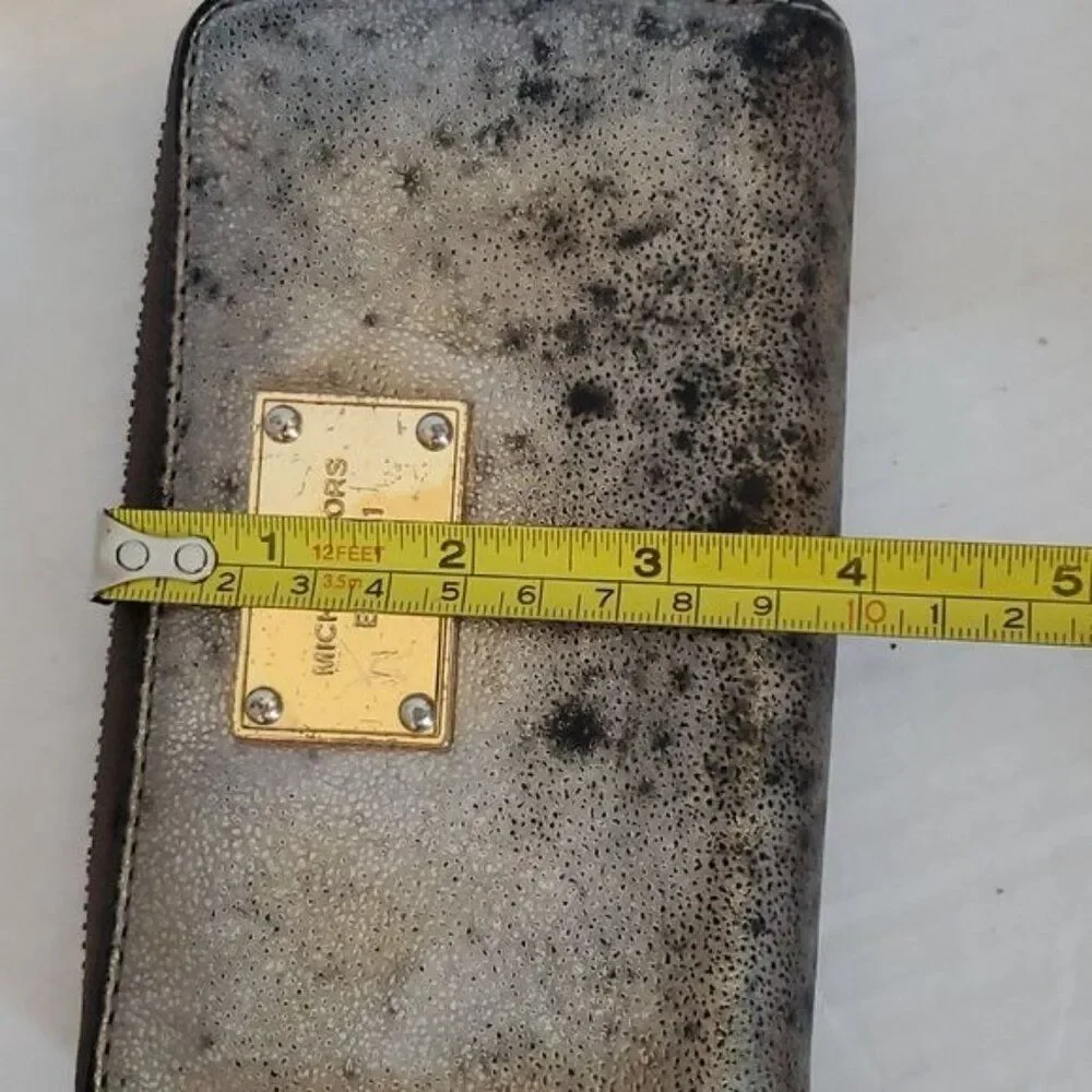 Michael Kors Wallet Wristlet Clutch Bag Distressed Gold Leather WOMEN'S WOMAN'S